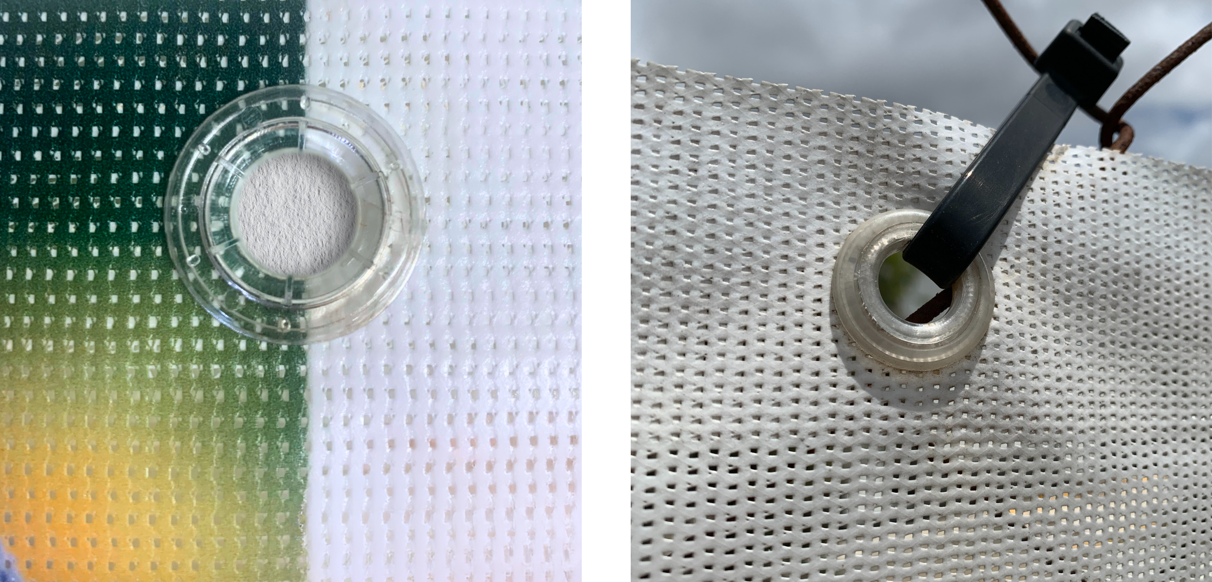 Sitemax plastic eyelets are weatherproof and maintain banner mesh integrity over time